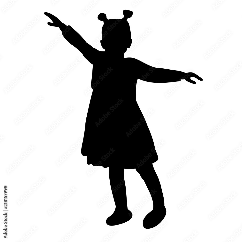  silhouette little girl is standing