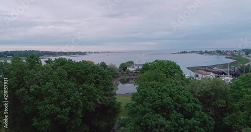 Conneticut Drone 4K Footage Harbor Approch Ocean Fly Over Trees photo