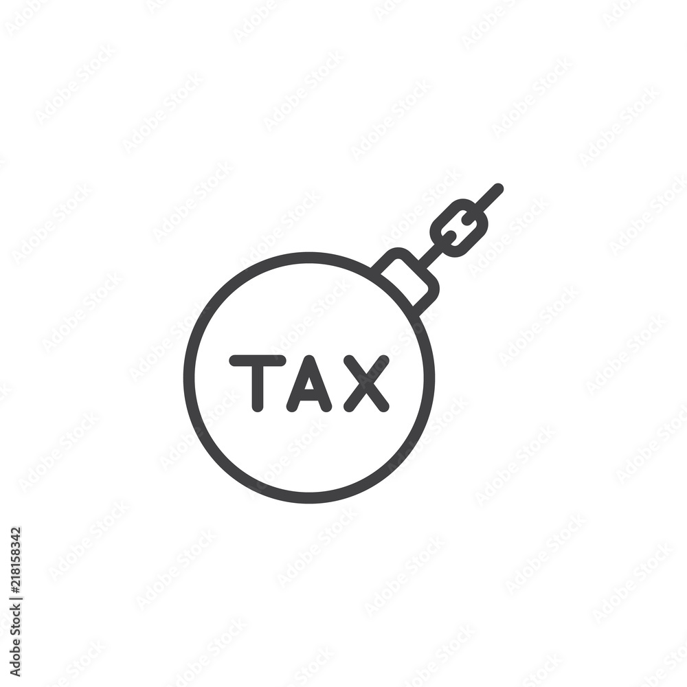 Tax weight outline icon. linear style sign for mobile concept and web design. Kettlebell with word tax simple line vector icon. Symbol, logo illustration. Pixel perfect vector graphics Tax weight outline icon. linear style sign for mobile concept and web design. Kettlebell with word tax simple line vector icon. Symbol, logo illustration. Pixel perfect vector graphics