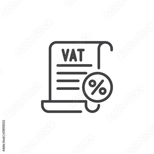 VAT taxes outline icon. linear style sign for mobile concept and web design. Value Added Tax simple line vector icon. Symbol, logo illustration. Pixel perfect vector graphics