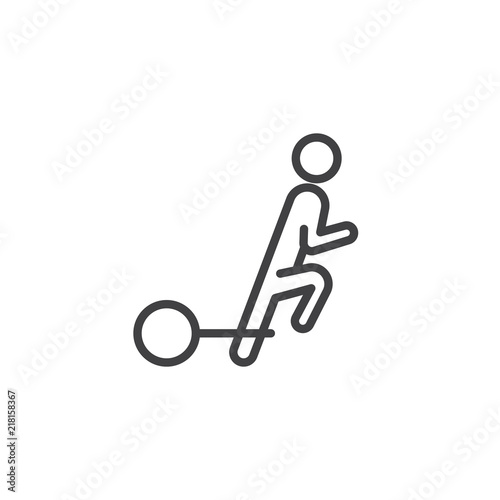 Debt Burden outline icon. linear style sign for mobile concept and web design. Man Walking With weight chained Debt simple line vector icon. Symbol, logo illustration. Pixel perfect vector graphics