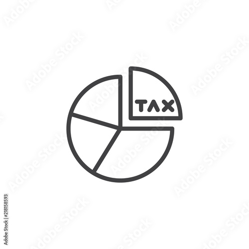 Tax pie chart outline icon. linear style sign for mobile concept and web design. Tax diagram simple line vector icon. Symbol, logo illustration. Pixel perfect vector graphics