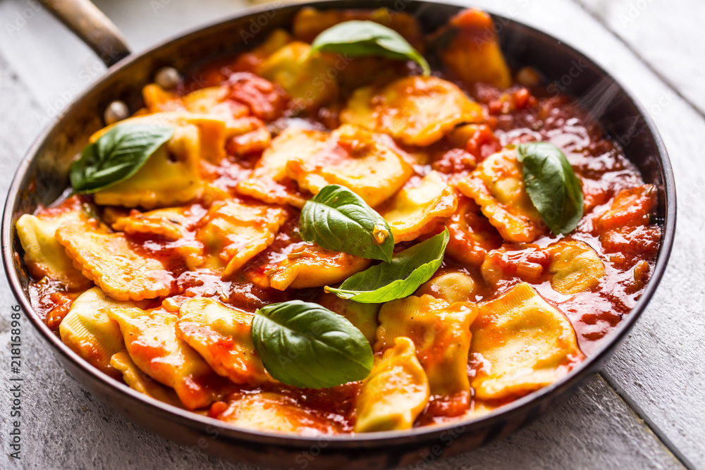 Italian or mediterranean food pasta ravioli of tomato sauce. Italian or mediterranean food pasta ravioli of tomato sauce.