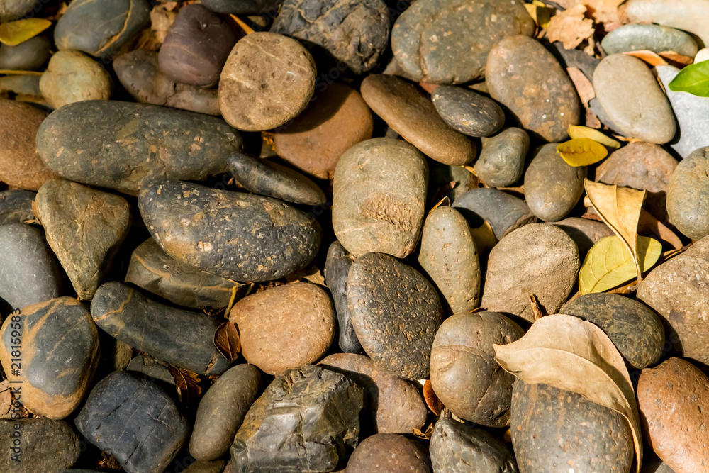 Pebble stones for background texture top view Pebble stones for background texture top view