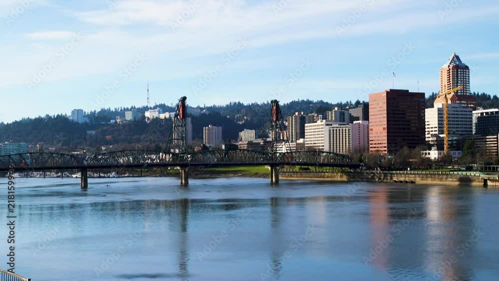 Portland Oregon skyline with Willamette River Portland Oregon skyline with Willamette River