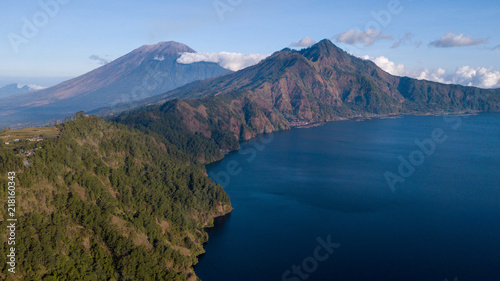 Batur Lake and volcano from east caldera landscape view,Bali island,Indonesia