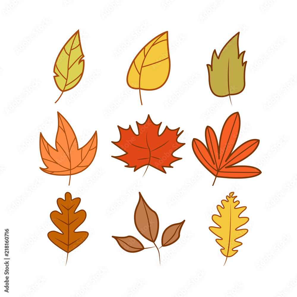 Set of Autumn Theme Cartoon Illustration Design Template