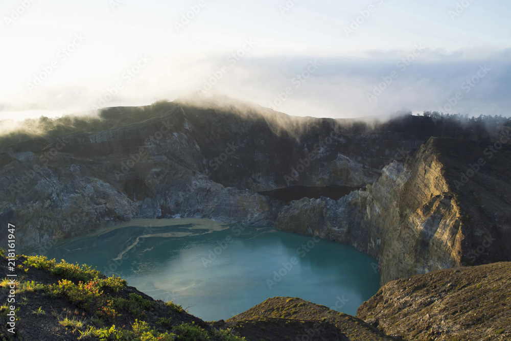 Aerial view of Kelimutu lake of Indonesia