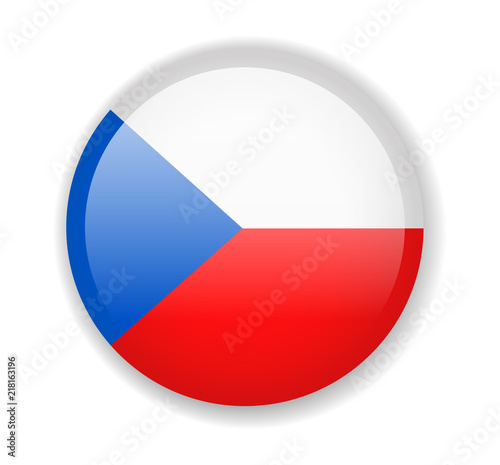 Czech Republic flag. Round bright Icon on a white background
