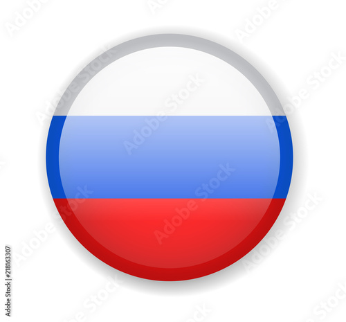 Russia flag. Round bright Icon on a white background