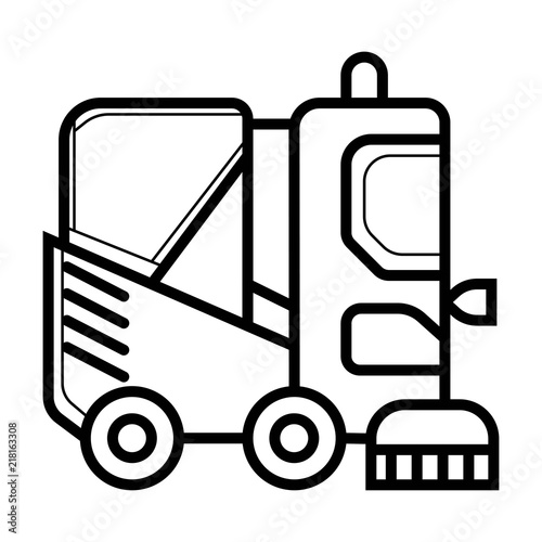 Street sweeper truck line icon