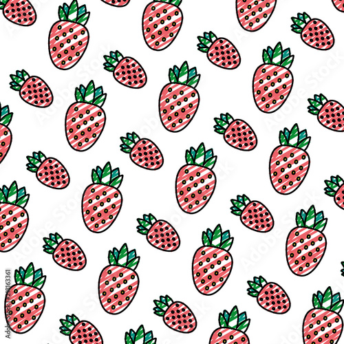 doodle delicious strawberry fresh fruit background