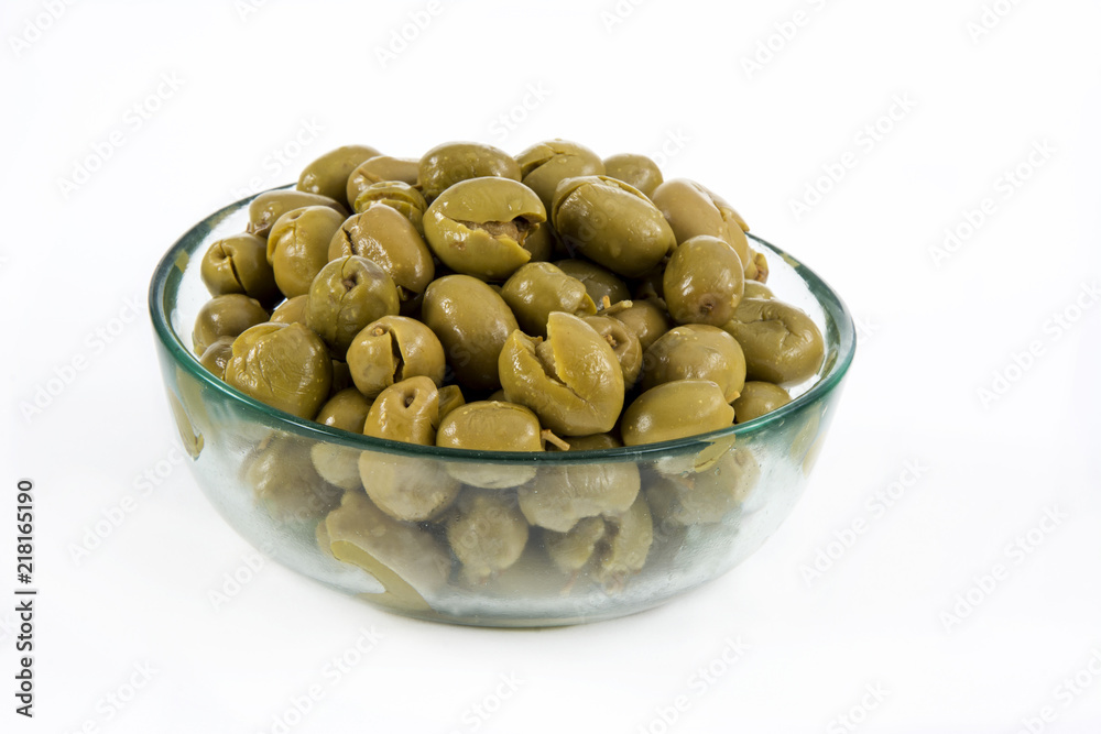 Green olives served in a bowl Green olives served in a bowl