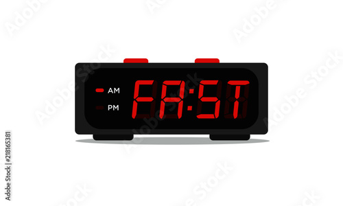 Fast Written on a Retro Alarm Clock in Digital Font Line Flat Style Vector Illustration Concept