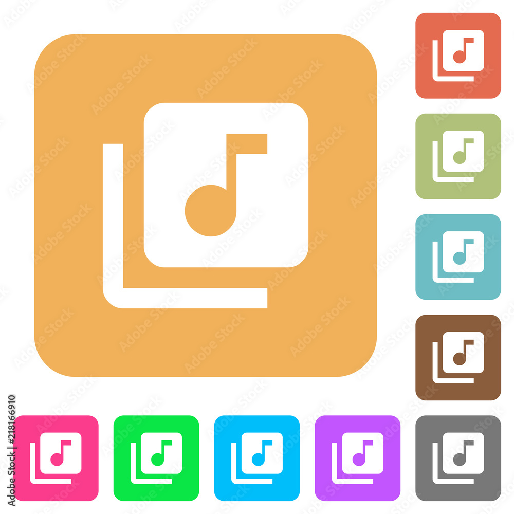 Music library rounded square flat icons Music library rounded square flat icons