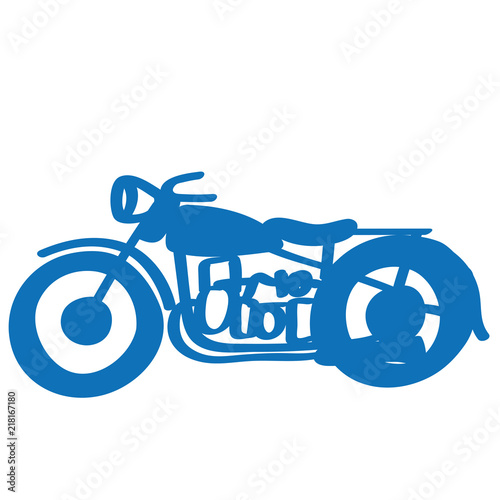 Handgezeichnetes Motorrad in dunkelblau