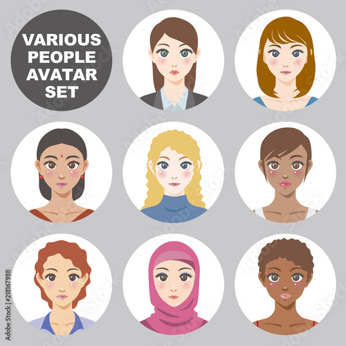 様々な人種の人々　アイコンセット