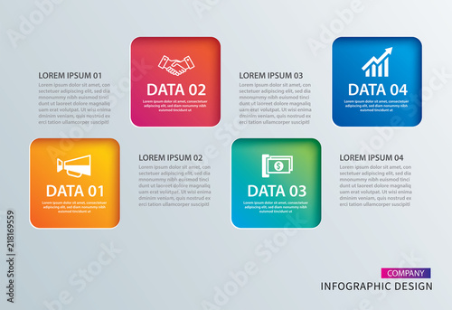 Infographics square paper with 4 data template. Vector illustration abstract background. Can be used for workflow layout, business step, tag, banner, web design.