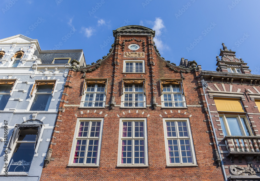 Historic facade at the main market square of Haarlem, Netherlands