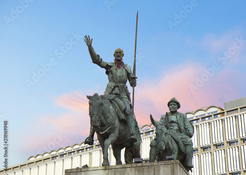 Brussels, Belgium, monument to don Quixote and Sancho Panso. In Brussels on the Plaza de españa, there is a monument to the famous heroes of Cervantes.