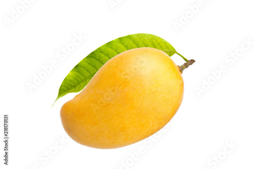 Mango and leaf isolated white background