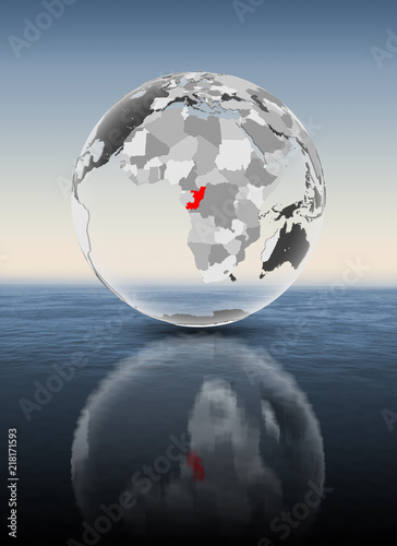 Fototapeta Naklejka Na Ścianę i Meble -  Congo on translucent globe above water