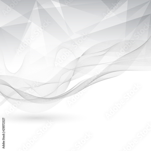 Abstract gray and white color low poly with lines waves pattern on white background.