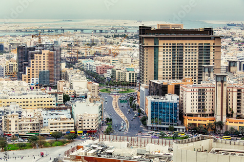 Photography Aerial view on Deira City Center in Dubai, UAE, on a summer day