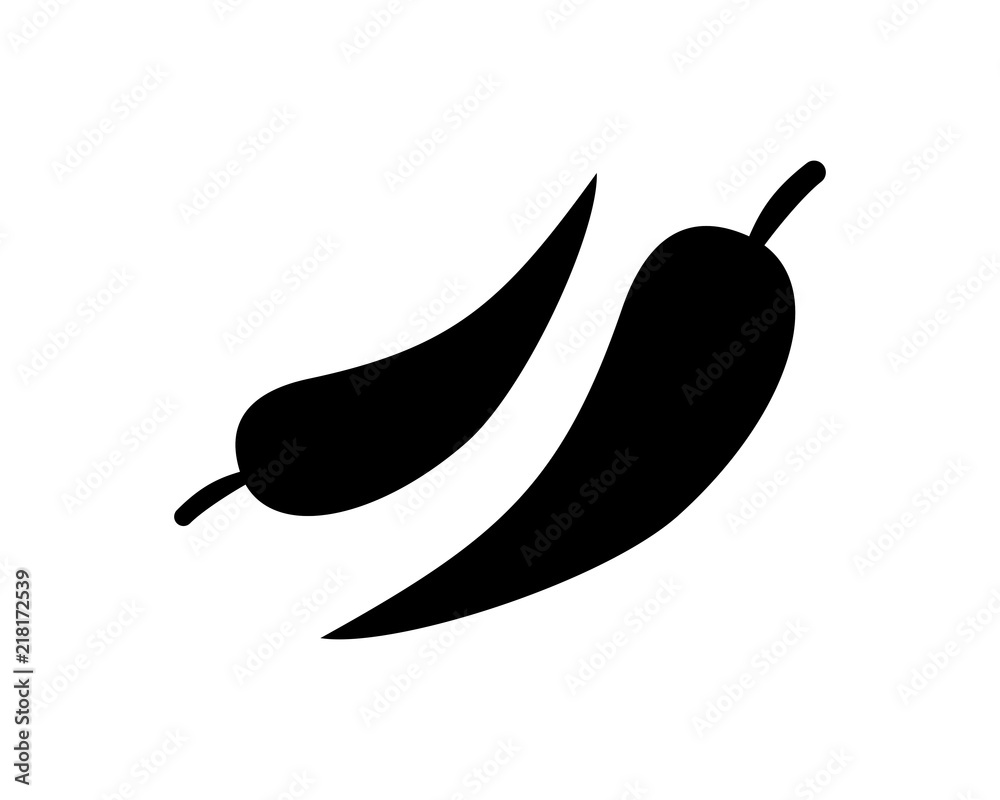 black Chili pepper silhouette image vector icon logo symbol
