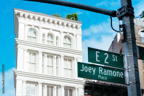 Fotografie, Obraz Joey Ramone Place road sign in East Village of New York