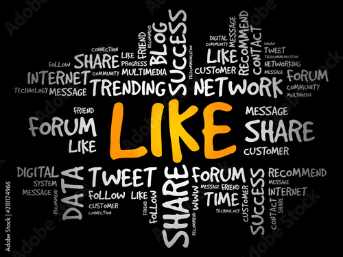 LIKE word cloud, technology business concept background
