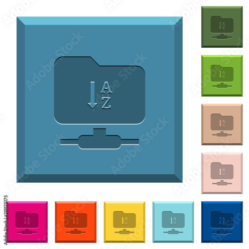 FTP sort ascending engraved icons on edged square buttons