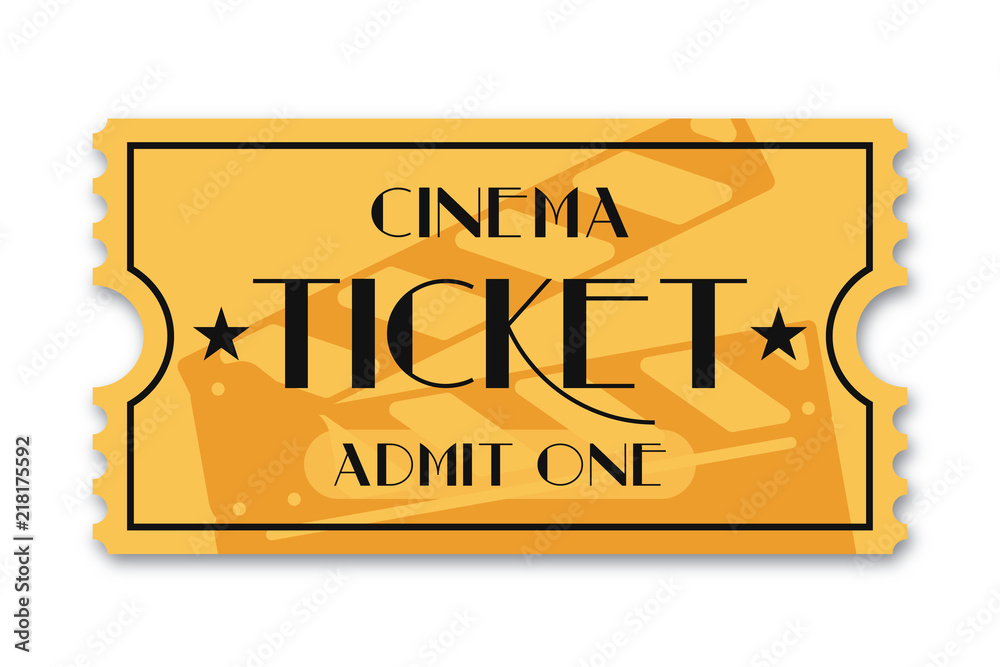  Cinema Ticket Isolated On Background Vintage Admission Movie Ticket 