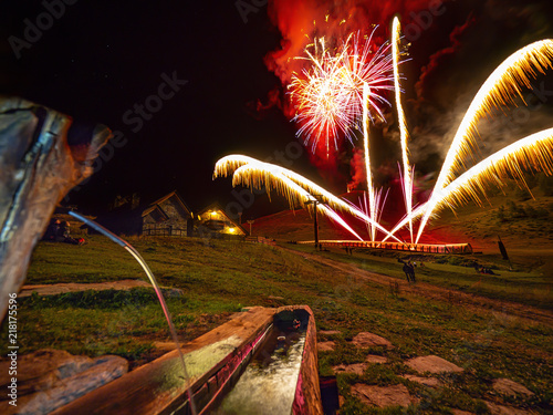 Festival di fuochi d'artificio nelle alpi photo