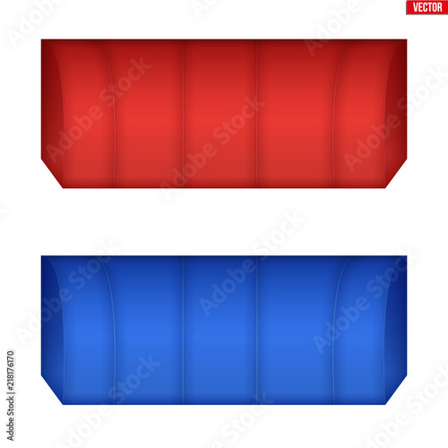 Set of rectangular fabric awnings. Solar shade screens and retractable awnings. Vector illustration isolated on background.