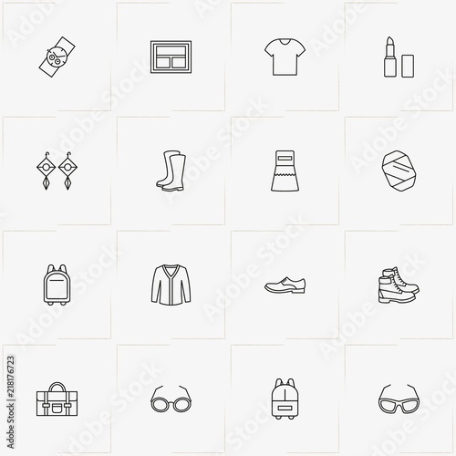 Fashion line icon set with man shoe, watch  and earrings