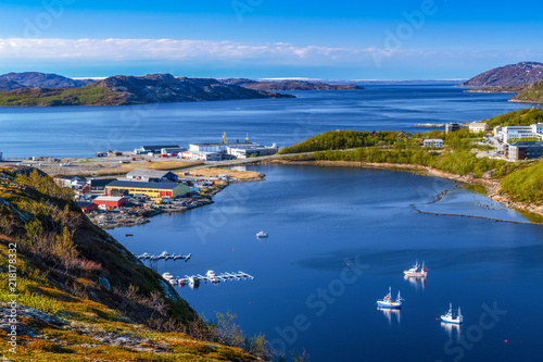 View on harbor of Norway small town