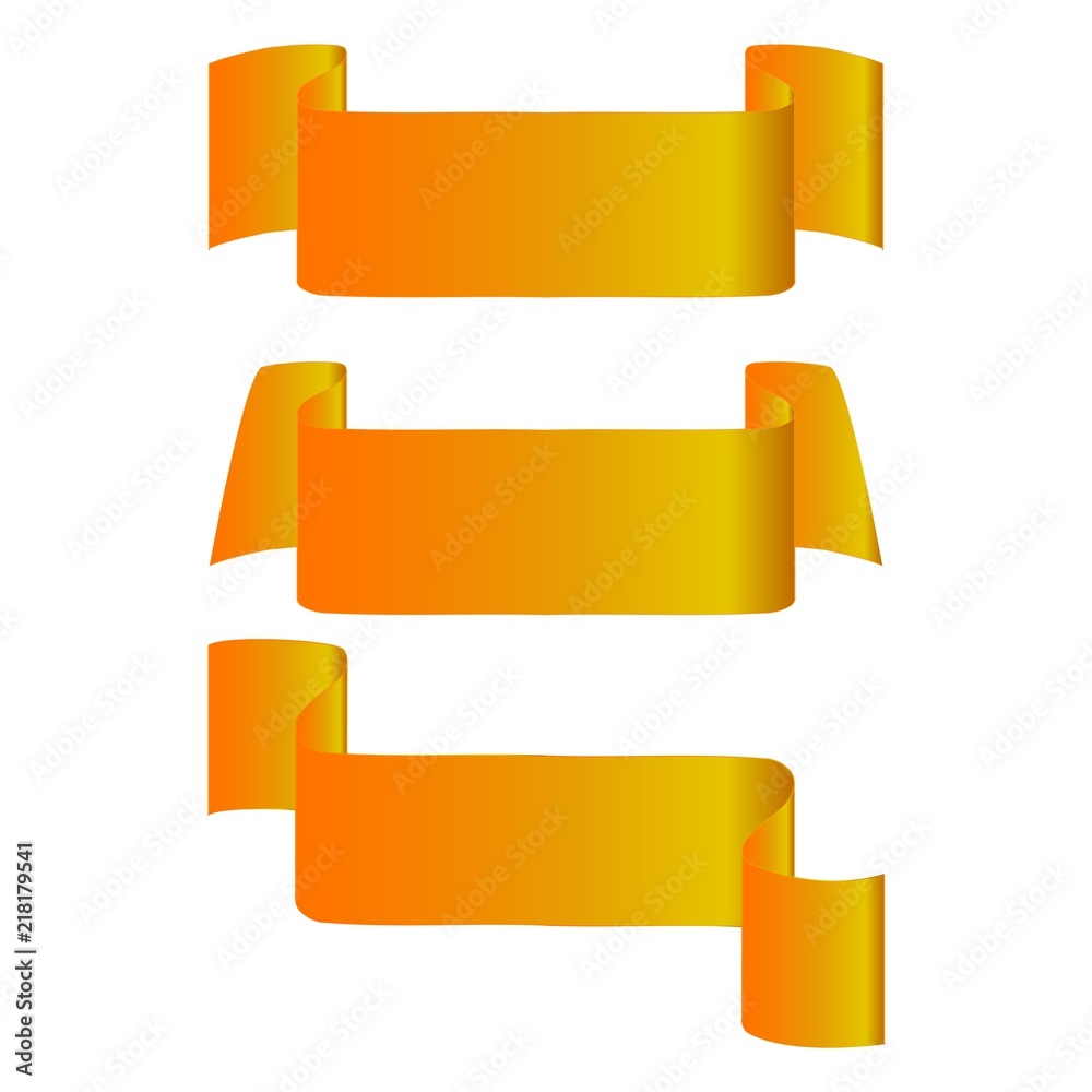 Gold ribbon set. Emblem modern symbol of award. Blank sticker labeling. Elegant form of the logo for sale. Colorful template for badge, tag, wrapping, etc. Design element. Vector illustration. Gold ribbon set. Emblem modern symbol of award. Blank sticker labeling. Elegant form of the logo for sale. Colorful template for badge, tag, wrapping, etc. Design element. Vector illustration.