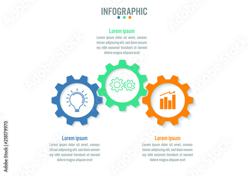Business infographic template with 3 options gear shape, Abstract elements diagram or processes and business flat icon, Vector business template for presentation.Creative concept for infographic.