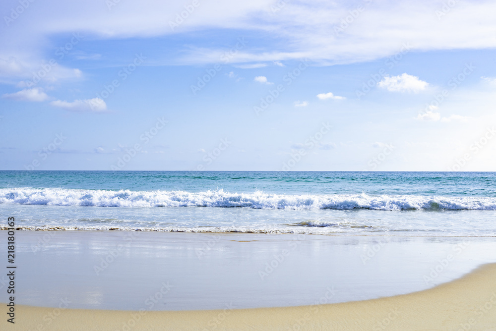 Sea view from tropical beach. Summer paradise beach of island with ...