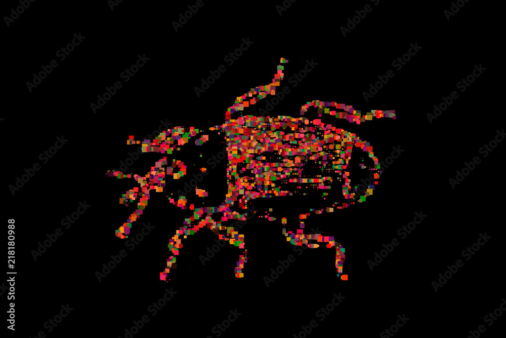 Abstract bug. Isolated on black background. Vector illustration.