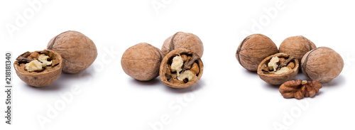 organic walnuts isolated on white background