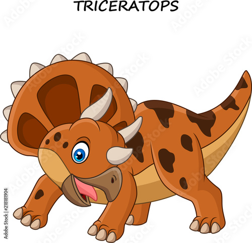 Fototapeta Naklejka Na Ścianę i Meble -  Cartoon Triceratops isolated on white background