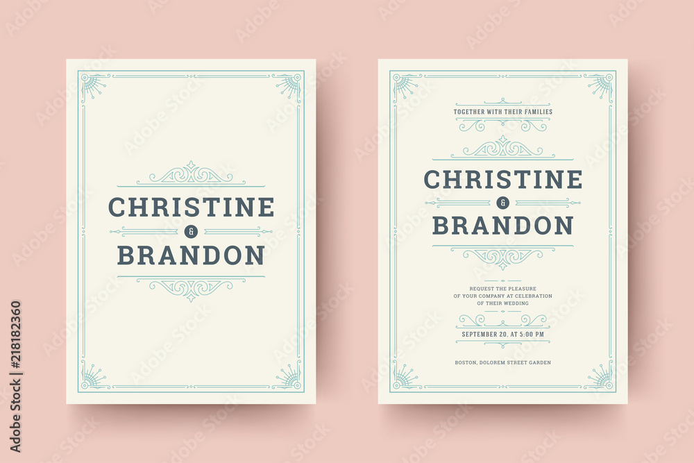 Wedding save the date invitation cards flourishes ornaments. Wedding save the date invitation cards flourishes ornaments.