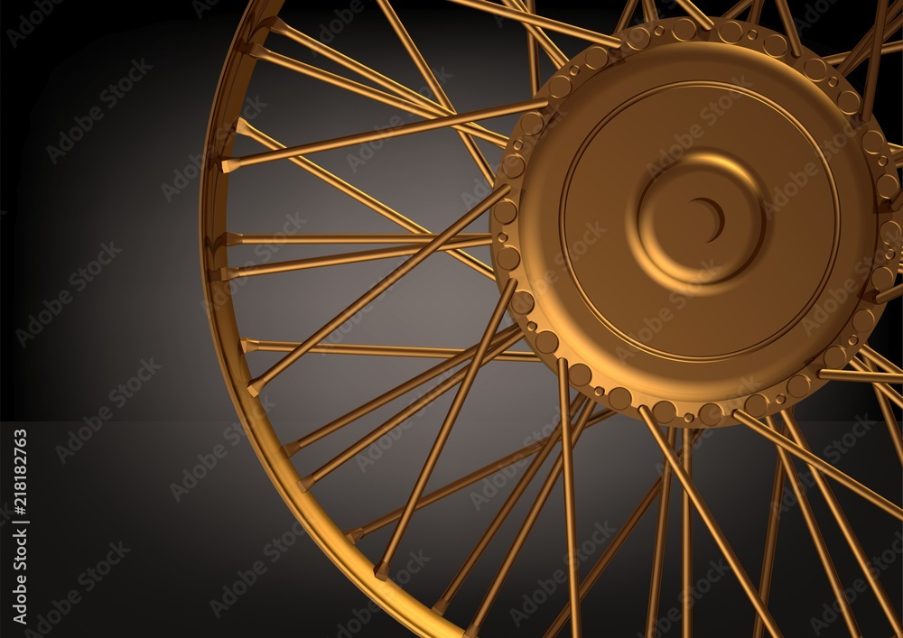 Gold wheel motorcycle on a black
