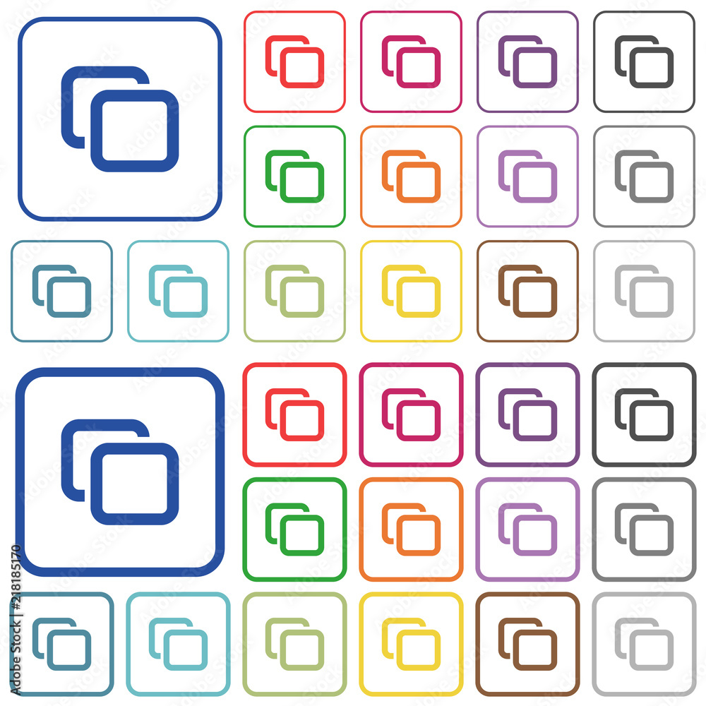 Tabs outlined flat color icons