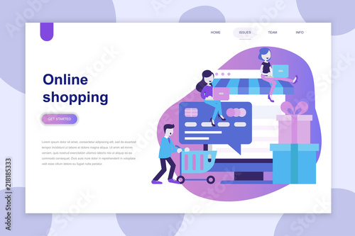 Modern flat design concept of Online Shopping for website and mobile website. Landing page template. Can use for web banner, infographics, hero images. Vector illustration.