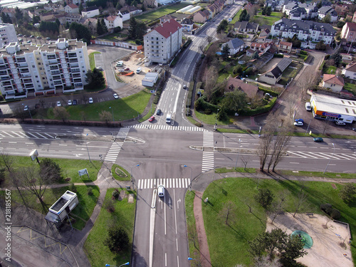 Vue aérienne d'un carrefour