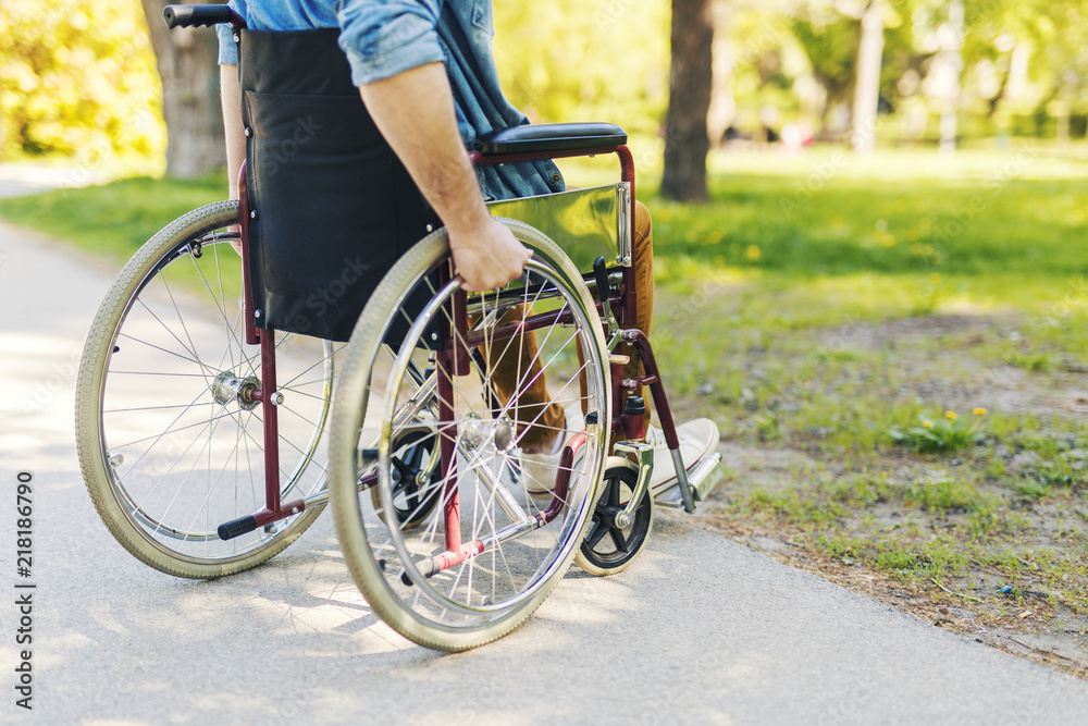 Fototapeta premium Paralyzed man in park