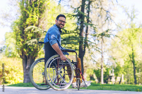 Paralyzed man in park